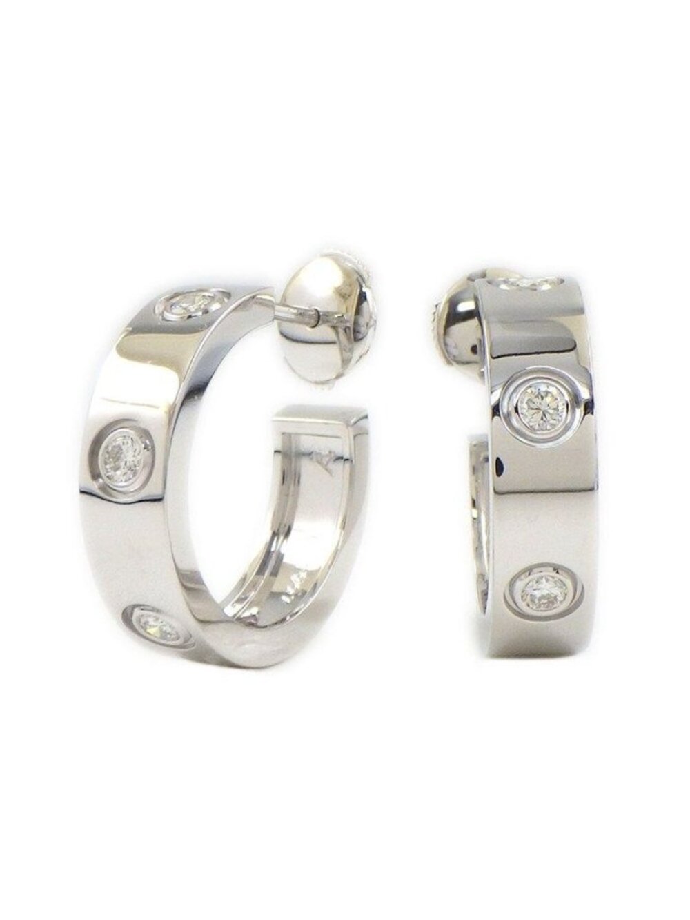 Cartier Earrings Love Hoop Diamond 18k White Gold